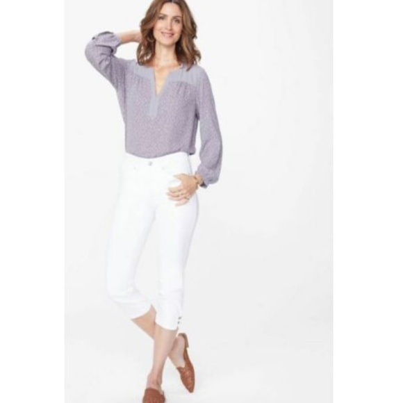 NYDJ Capri Jeans with Lace Up Hem in Optic White - Picture 3 of 6